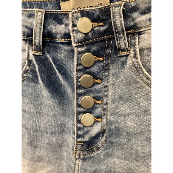 HOCAIES Sz 4 Exposed Button-Fly Raw Hem Distress Hi-Rise Comfortable Fit Shorts - Picture 2 of 7